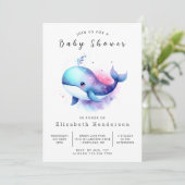 印刷可能モダンなクジラの赤ちゃんシャワー 招待状 (スタンド正面)