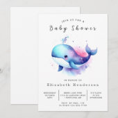 印刷可能モダンなクジラの赤ちゃんシャワー 招待状 (正面/裏面)