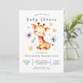 印刷可能ユニークなキリン赤ちゃんシャワー 招待状 (スタンド正面)