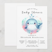 印刷可能ユニークなクジラの赤ちゃんシャワー 招待状 (正面/裏面)