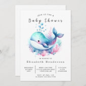 印刷可能ユニークなクジラの赤ちゃんシャワー 招待状 (正面/裏面)