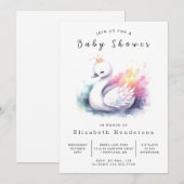 印刷可能ユニークな白鳥の赤ちゃんシャワー 招待状 (正面/裏面)