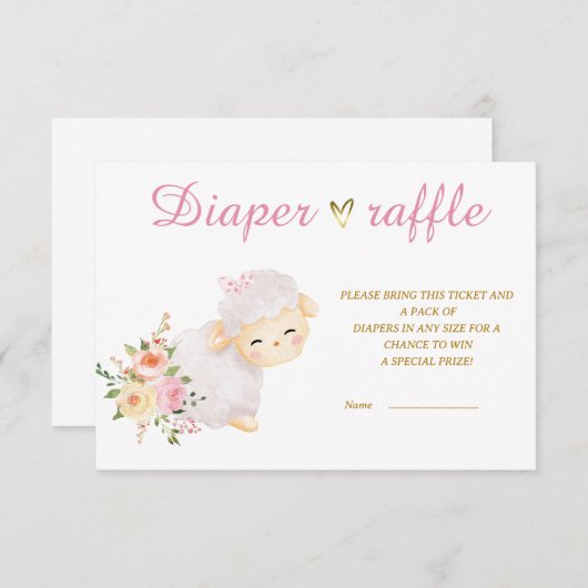 印刷可能ラムおむつラッフルテンプレート サンキューカード (正面/裏面)