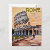 印刷可能ローマイタリアコロッセウムトラベルアートヴィンテージ ポストカード (正面/裏面)