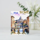 印刷可能ローマイタリアコロッセウムトラベルアートヴィンテージ ポストカード (スタンド正面)