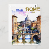 印刷可能ローマイタリアコロッセウムトラベルアートヴィンテージ ポストカード (正面/裏面)