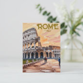 印刷可能ローマイタリアコロッセウムトラベルアートヴィンテージ ポストカード (スタンド正面)