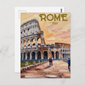 印刷可能ローマイタリアコロッセウムトラベルアートヴィンテージ ポストカード (正面/裏面)