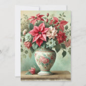 印刷可能ヴィンテージポインセチアの水彩の花瓶 招待状 (正面)