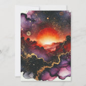 印刷可能不気味なサンセットハロウィーンアルコールインク 招待状 (正面)