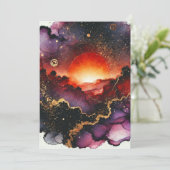 印刷可能不気味なサンセットハロウィーンアルコールインク 招待状 (スタンド正面)