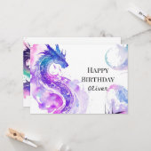 印刷可能威厳のあるドラゴン誕生日 カード (正面/裏面インサイチュ)