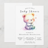 印刷可能男女兼用なクマの赤ちゃんシャワー 招待状 (正面/裏面)