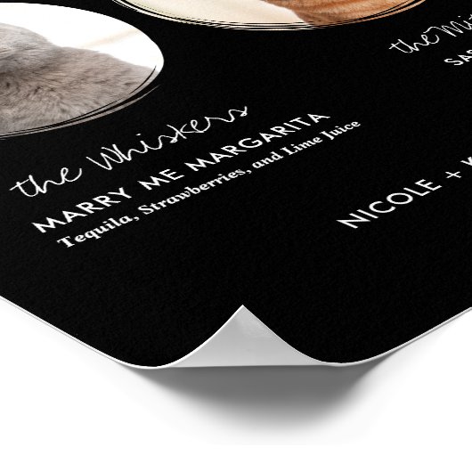 印刷可能結婚な猫のシグネチャードリンクバー標識 ポスター (角)