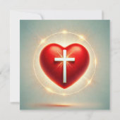 印刷可能鮮やか赤いハートクリスチャンのスクラップブック 招待状 (裏面)