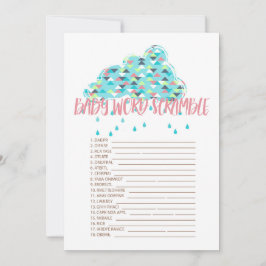 印刷可能！シンプルモダン赤ちゃんシャワーをテーマにしたゲーム 招待状