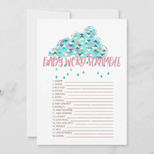 印刷可能！シンプルモダン赤ちゃんシャワーをテーマにしたゲーム 招待状 (正面)