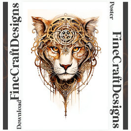 印刷可能Steampunkタイガーメタリックコーグホイール136 ポスター