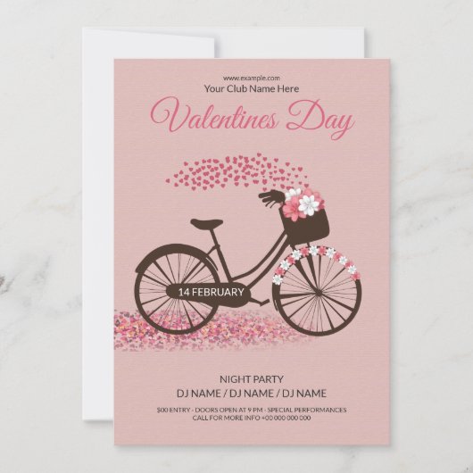 印刷可能Valentinesパーティーフライヤーテンプレート 招待状 (正面)