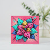 印刷可鮮やか能なアポップ・アートのートポインセチア 招待状 (スタンド正面)