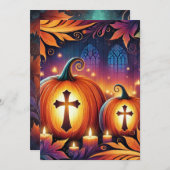 印刷可鮮やか能なクリスチャンのハロウィーンカボチャ 招待状 (正面/裏面)