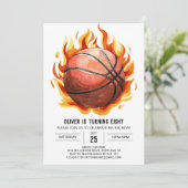 印刷用お洒落ボホバスケットボール誕生日 招待状 (スタンド正面)