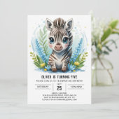 印刷用エレガントサファリゼブラボーイ誕生日 招待状 (スタンド正面)