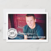 印紙写真モダン卒業記念パーティーのお知らせ 招待状 (正面)