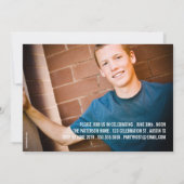 印紙写真モダン卒業記念パーティーのお知らせ 招待状 (裏面)