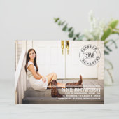 印紙写真モダン卒業記念パーティーのお知らせ 招待状 (スタンド正面)