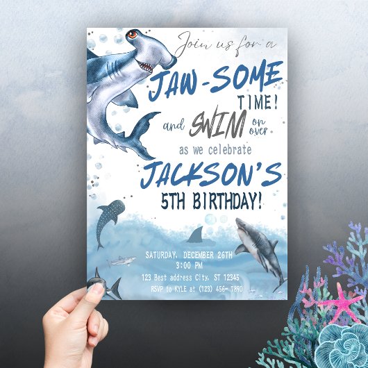 🦈 印象に残るサメの誕生日パーティーを 招待状