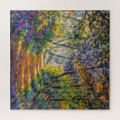 印象主義のパス：晴れた森の水色 ジグソーパズル (横)