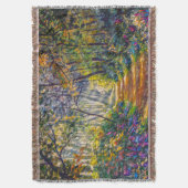 印象主義のパス：晴れた森の水色 スローブランケット (正面縦)