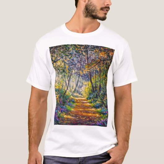 印象主義のパス:晴れた森の水色 Tシャツ (正面)