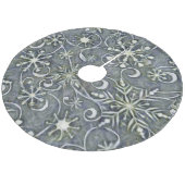 印象主義の銀製の白い踊りの雪片 フリース ツリースカート (アングル)