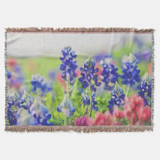 印象主義のBluebonnetのデザイン スローブランケット (正面)