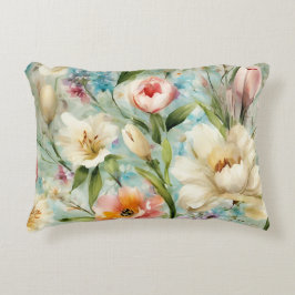 印象主義スタイルの春の花 アクセントクッション