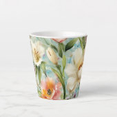 印象主義スタイルの春の花 カフェラテマグ (正面)