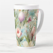 印象主義スタイルの春の花 カフェラテマグ (右アングル)