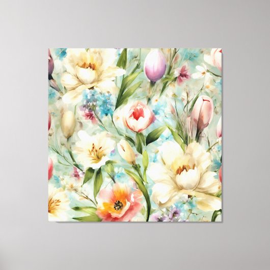 印象主義スタイルの春の花 キャンバスプリント (正面)