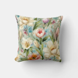 印象主義スタイルの春の花 クッション