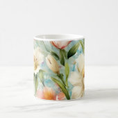 印象主義スタイルの春の花 コーヒーマグカップ (中央)