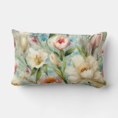 印象主義スタイルの春の花 ランバークッション (裏面)