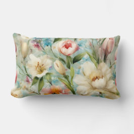 印象主義スタイルの春の花 ランバークッション