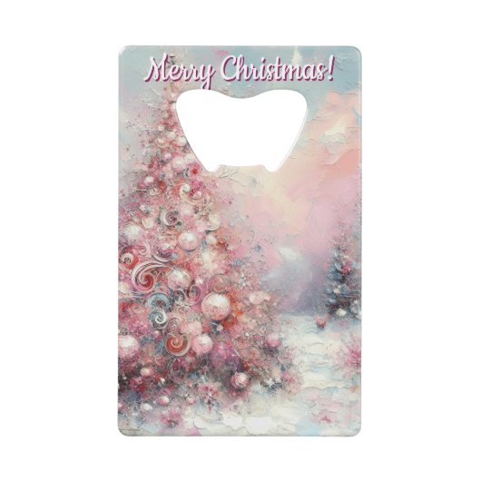 印象派お洒落のクリスマスツリー クレジットカード栓抜き (正面)