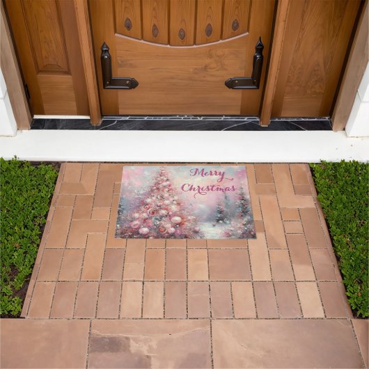 印象派お洒落のクリスマスツリー ドアマット (室外)