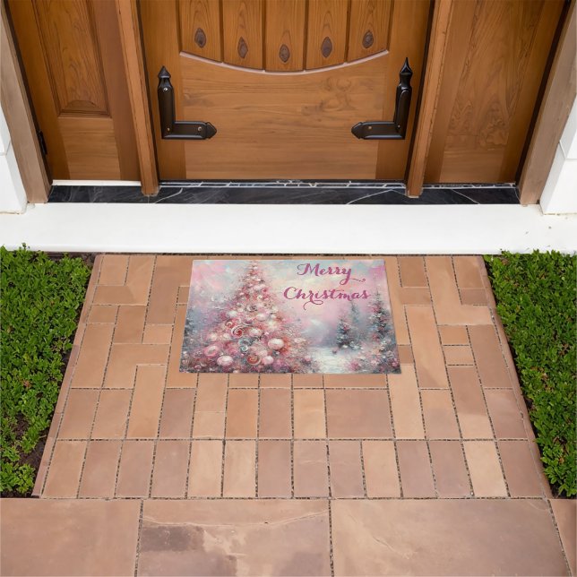印象派お洒落のクリスマスツリー ドアマット (室外)