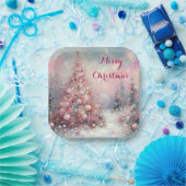 印象派お洒落のクリスマスツリー ペーパープレート (パーティー)