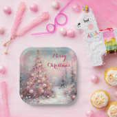 印象派お洒落のクリスマスツリー ペーパープレート (パーティー)