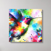 印象派お洒落のハミカラフルドリ キャンバスプリント (正面)